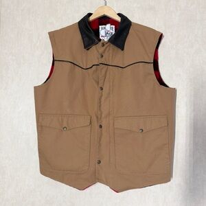 Schaefer Outfitter Suntan Vest Fleece Lined Leather Collar Western in Brown 2XL